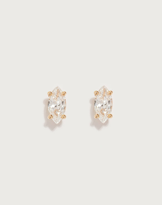 THE MARQUISE DIAMOND STUDS - YELLOW GOLD